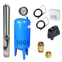 Zestaw pompa głębinowa WILO TWU 4-0418-C + zbiornik 300L + suchobieg (s. hermetyczna)